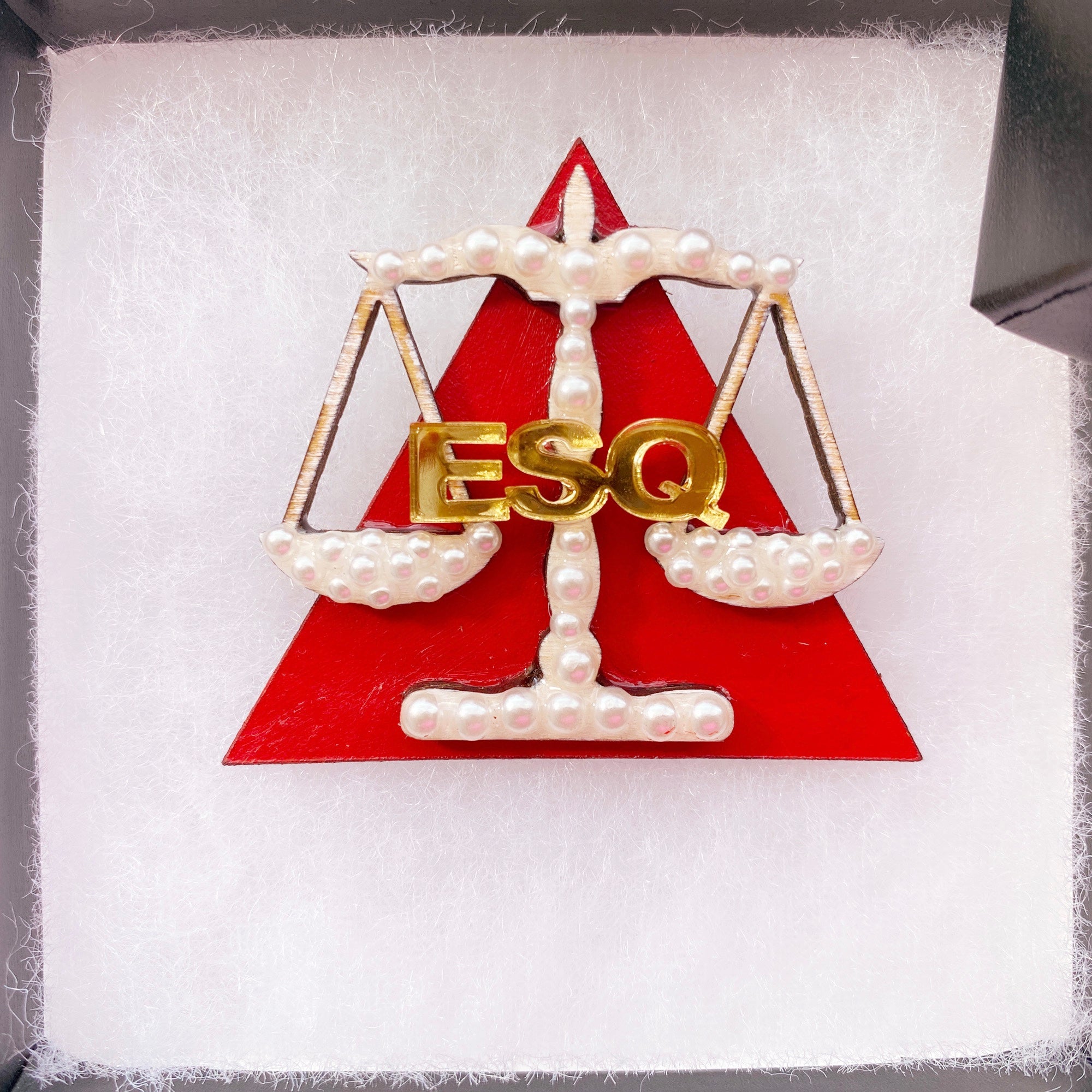Delta Sigma Theta pearl ESQ Attorney brooch for lawyers