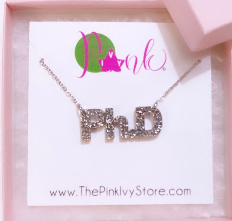 Handmade stainless steel Ph.D necklace graduation gift for Alpha Kappa Alpha sorors