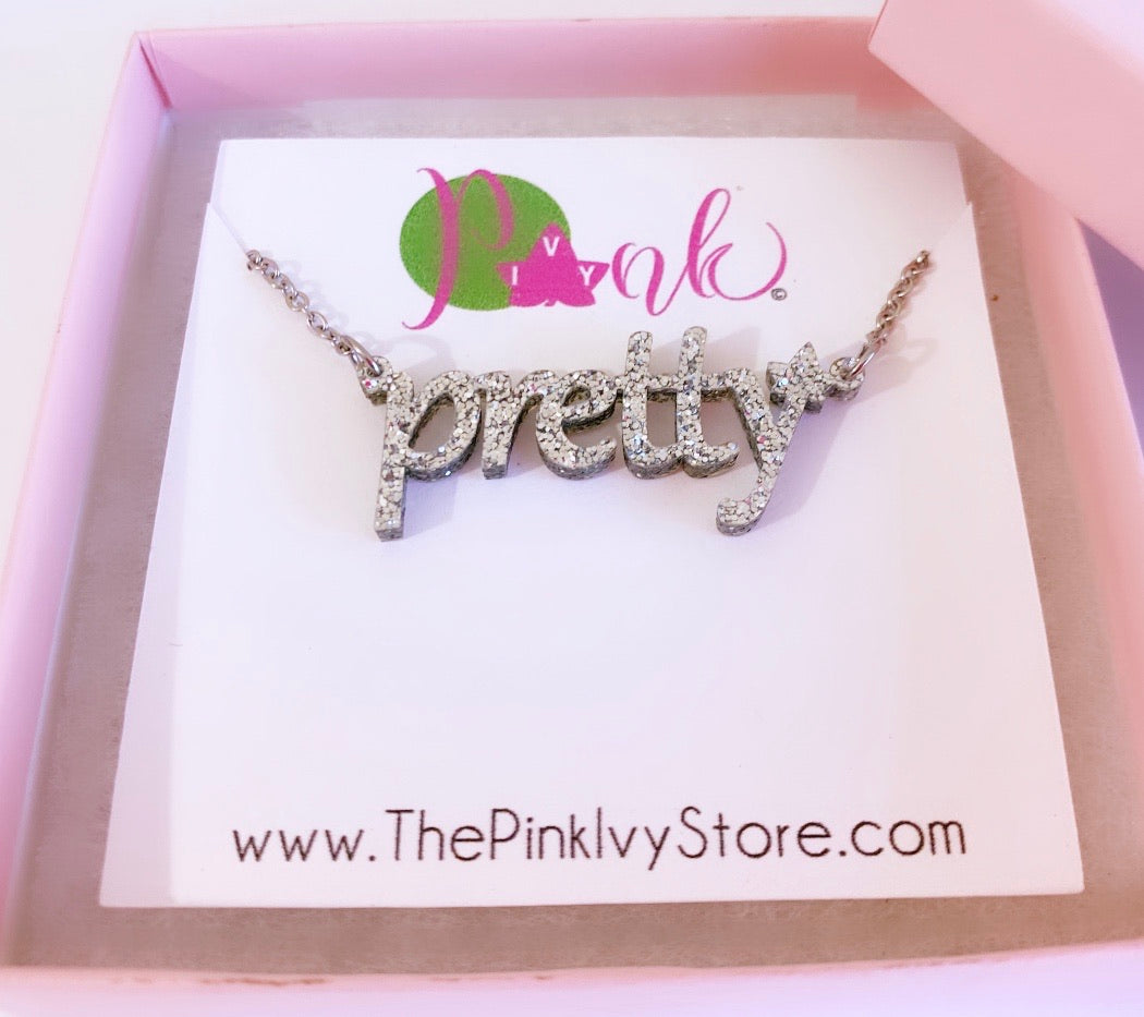 Pretty Alpha Kappa Alpha necklace decorated with glitter